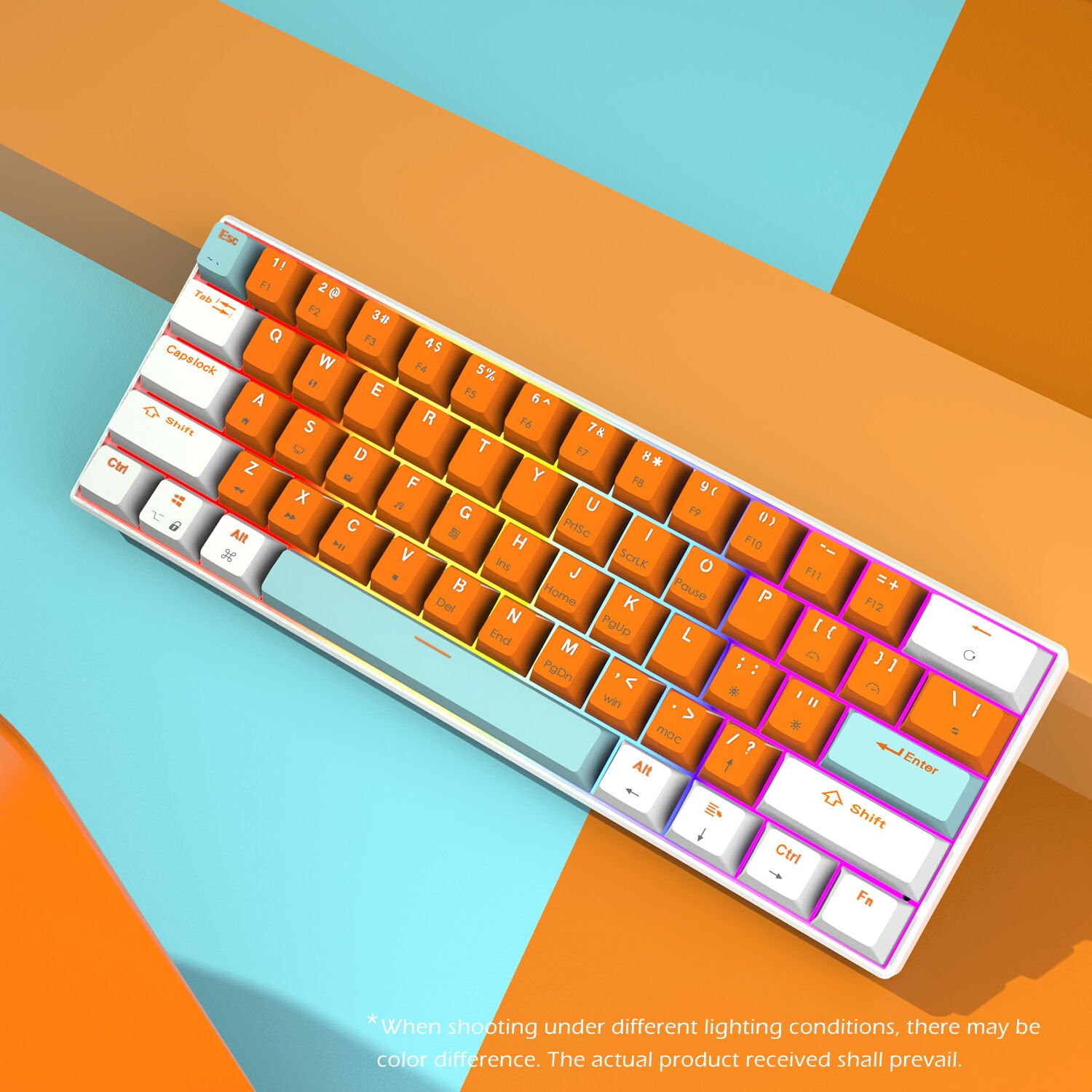 Promotion Hot swappable Wired Mini 60% 63 Keyboard multi-color keycaps Mechanical Keyboards with Silent sponge
