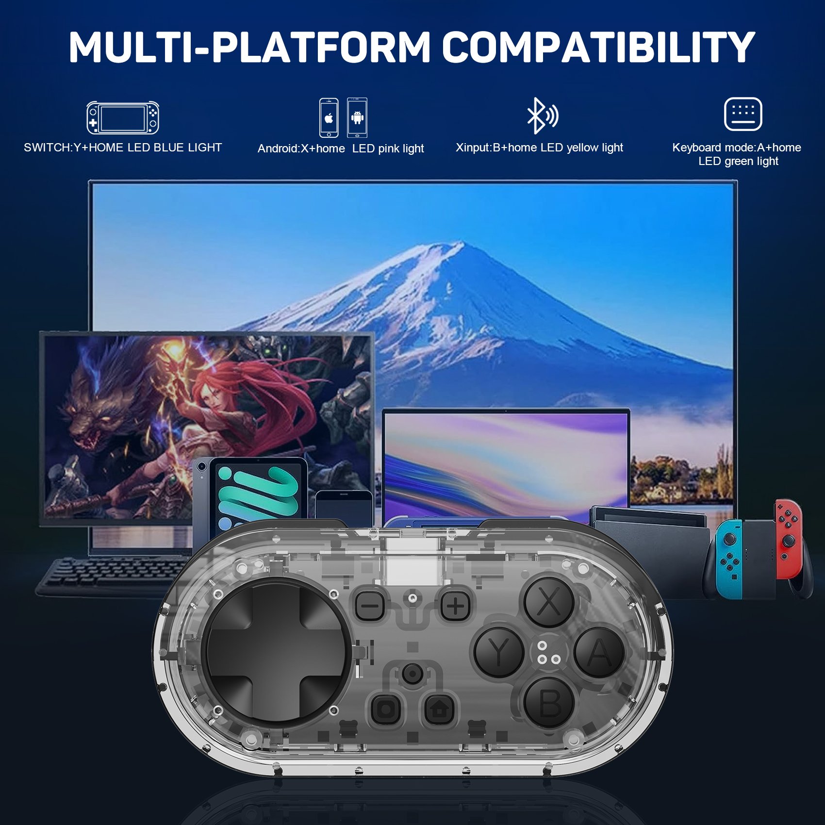 Keyboard Game PC Controller with Silicone Button Work for Windows PC Android and Switch