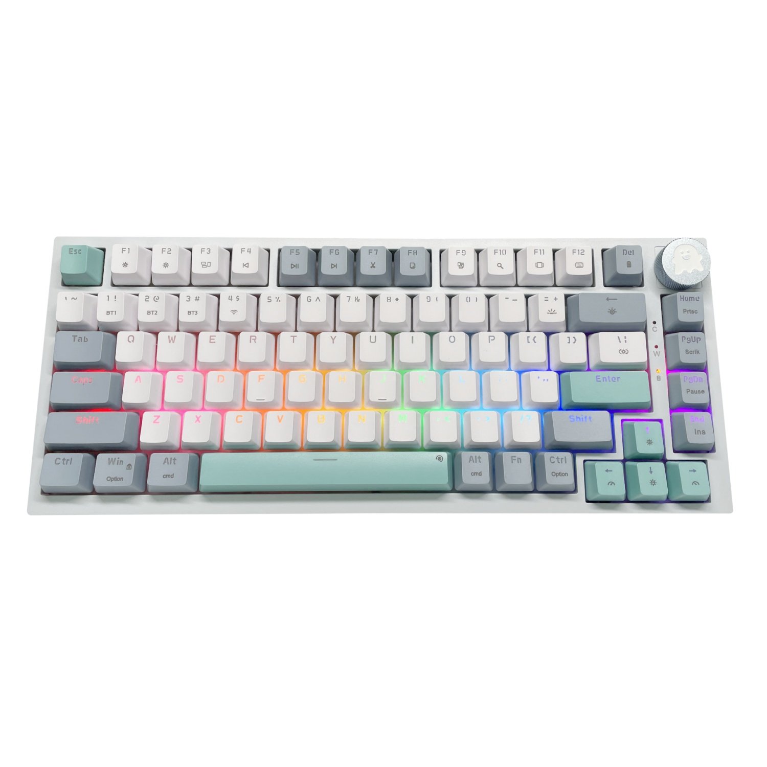 Aluminum 75% Wireless Mechanical Keyboard K81With Knobs LED Teclado 81 Key Gaming Keyboard for Mechanics