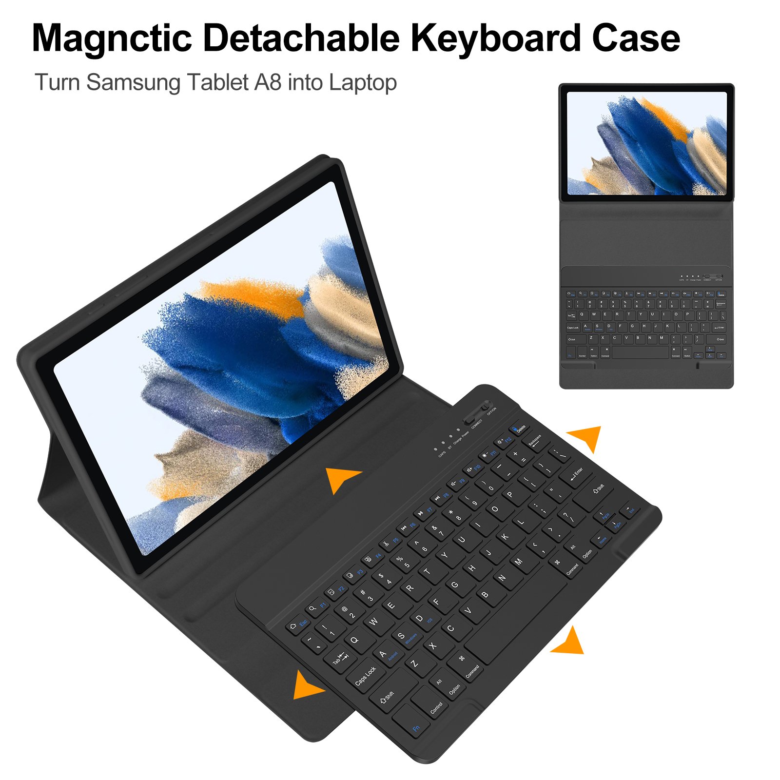 Protective Stand Cover Magnetic PU Leather Universal Tablet Case Cover With Keyboard For Samsung A8 10.5Inch