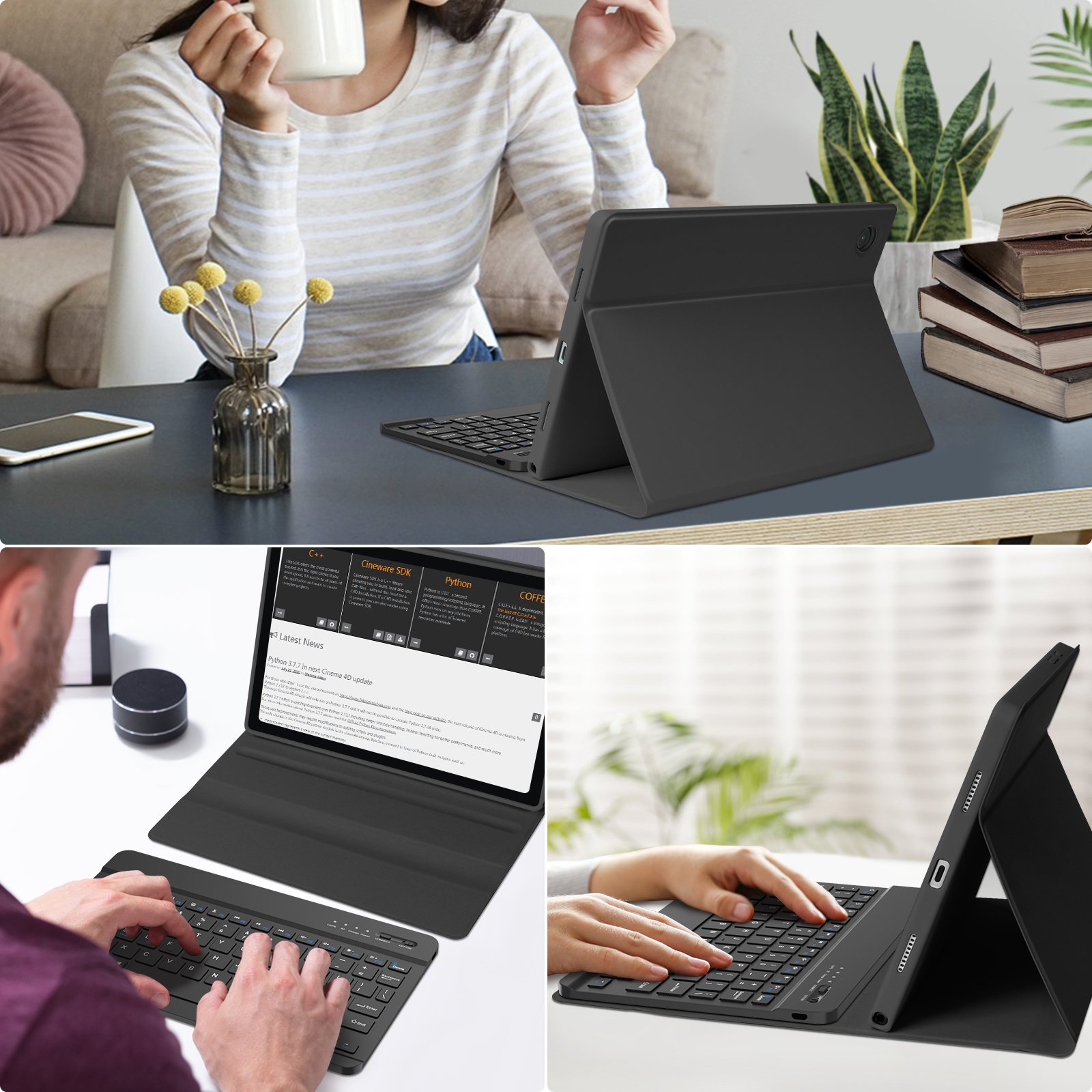 Protective Stand Cover Magnetic PU Leather Universal Tablet Case Cover With Keyboard For Samsung A8 10.5Inch