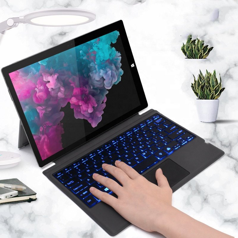 Factory Universal Magnetic Wireless Backlit keyboard 2 in 1 tablet keyboards with protective cover for microsoft surfacePro7