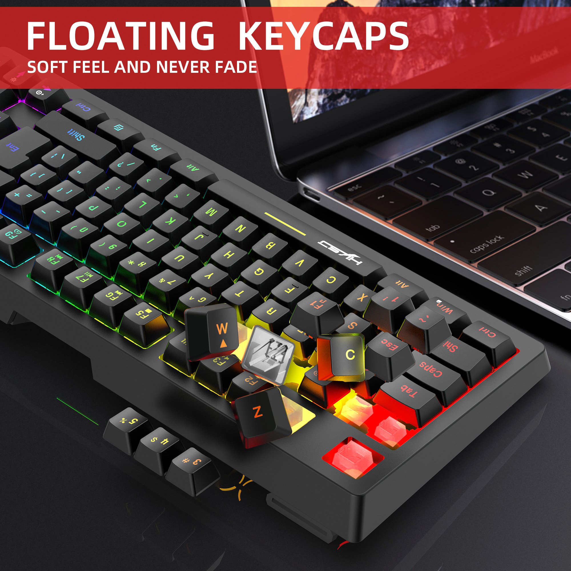Popular choice HXSJ L100 87 key stylish office 2.4G wireless game RGB 1800mA rechargeable mechanical feel keyboard for laptop