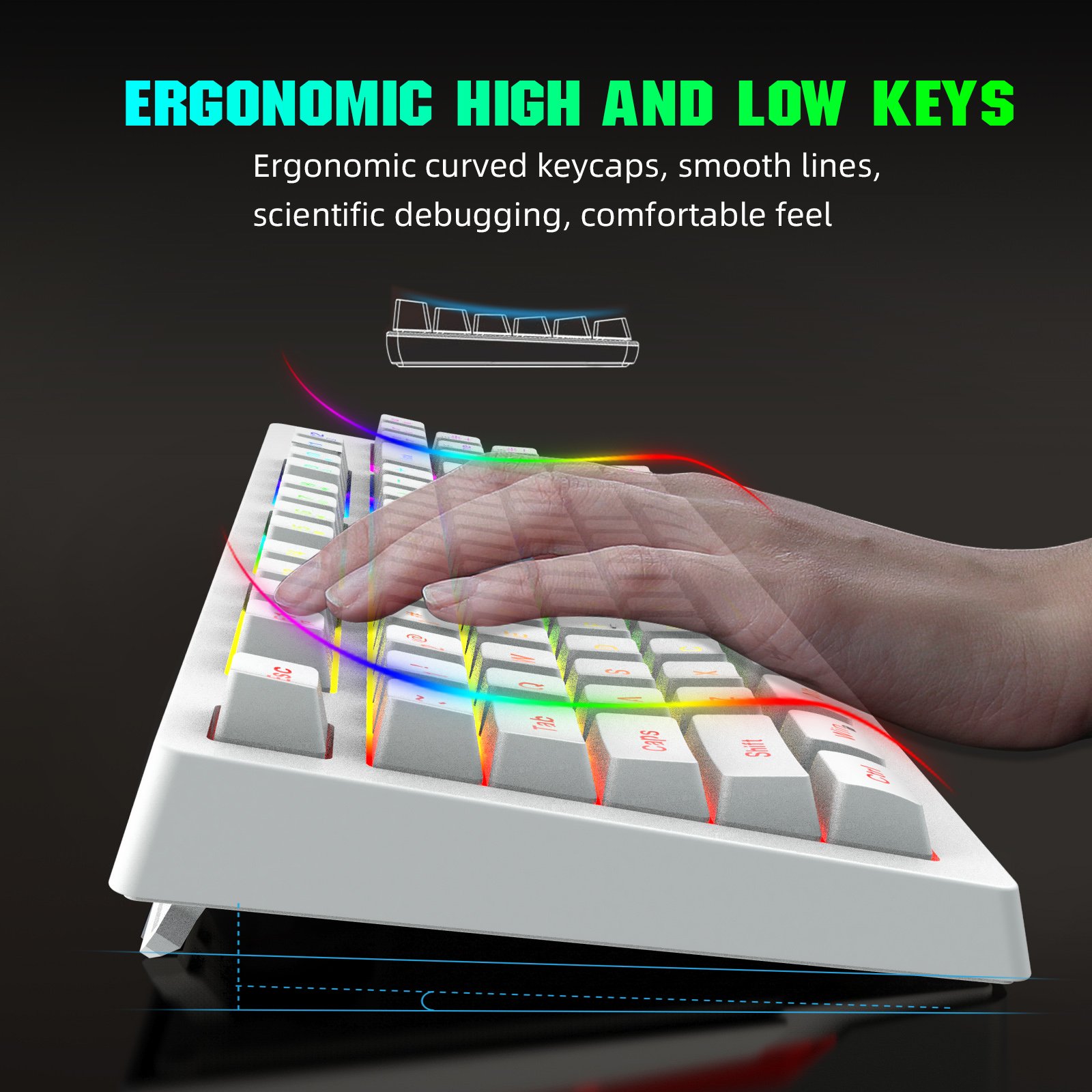 Popular choice HXSJ L100 87 key stylish office 2.4G wireless game RGB 1800mA rechargeable mechanical feel keyboard for laptop