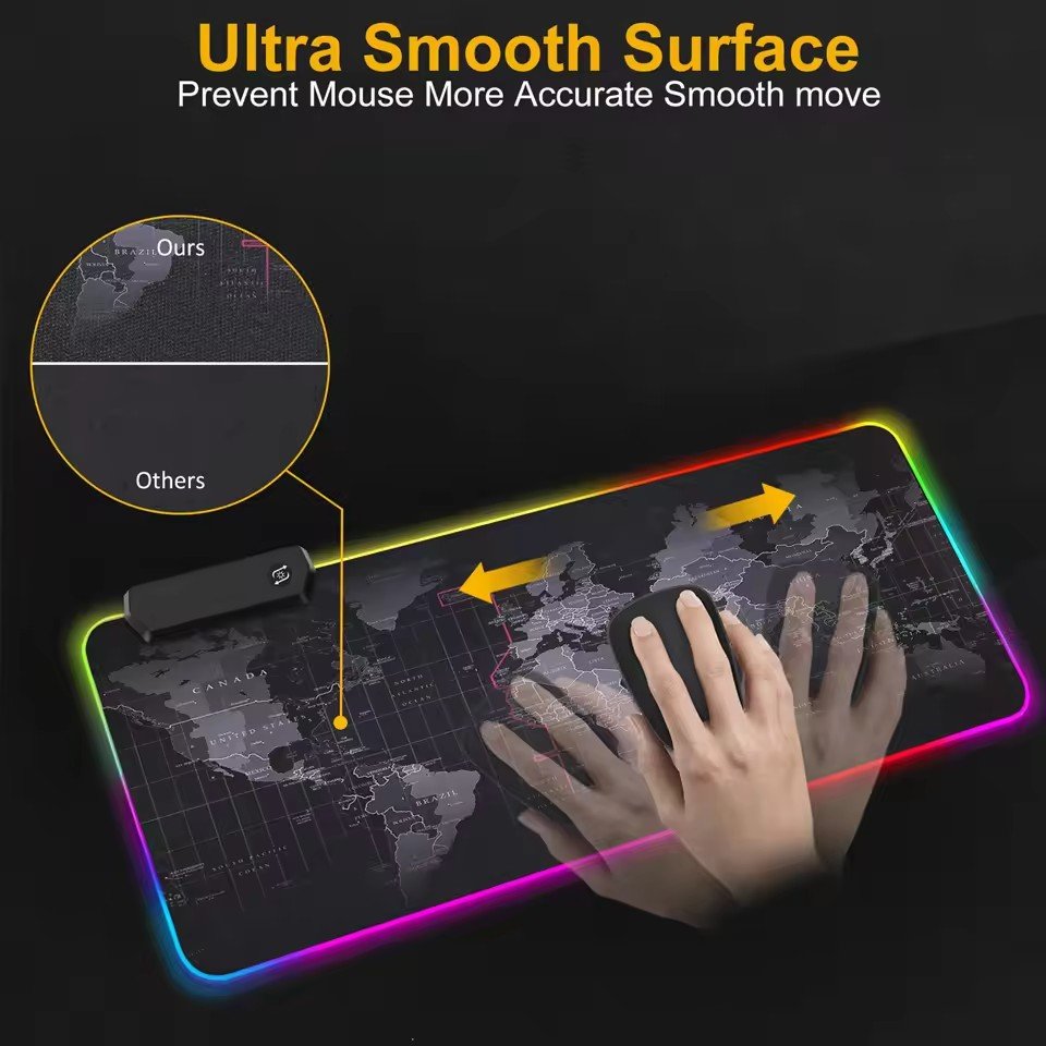 LED Light Gaming Mousepad RGB Backlit Keyboard Cover Desk-mat Colorful Surface Mouse Pad Waterproof Multi-size Gamer Desk mat
