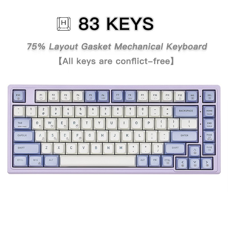 Hot Swappable 83 Keys Gaming Mechanical Keyboard USB Type-C RGB 75% Red Switch Wired Mechanical Keyboard Custom