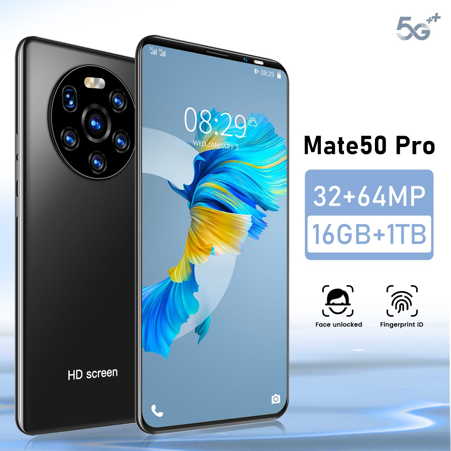 HSDF-Mate50 Pro 16GB+1TB phones mobile 5G android13 MEMORY 5.8 inch HD Screen Dual SIM Deca Core 1tb mobile phone