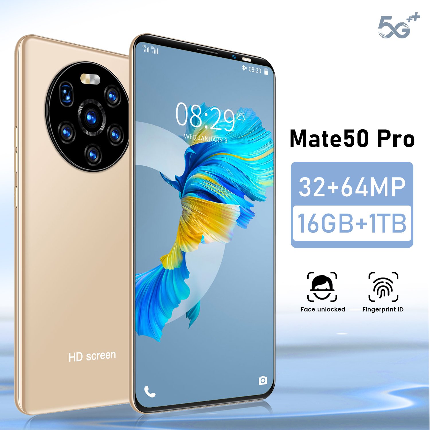 HSDF-Mate50 Pro 16GB+1TB phones mobile 5G android13 MEMORY 5.8 inch HD Screen Dual SIM Deca Core 1tb mobile phone