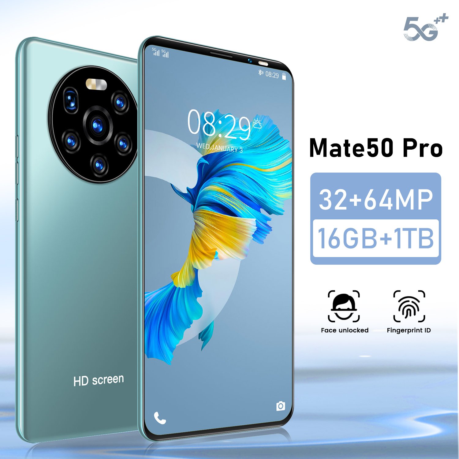 HSDF-Mate50 Pro 16GB+1TB phones mobile 5G android13 MEMORY 5.8 inch HD Screen Dual SIM Deca Core 1tb mobile phone
