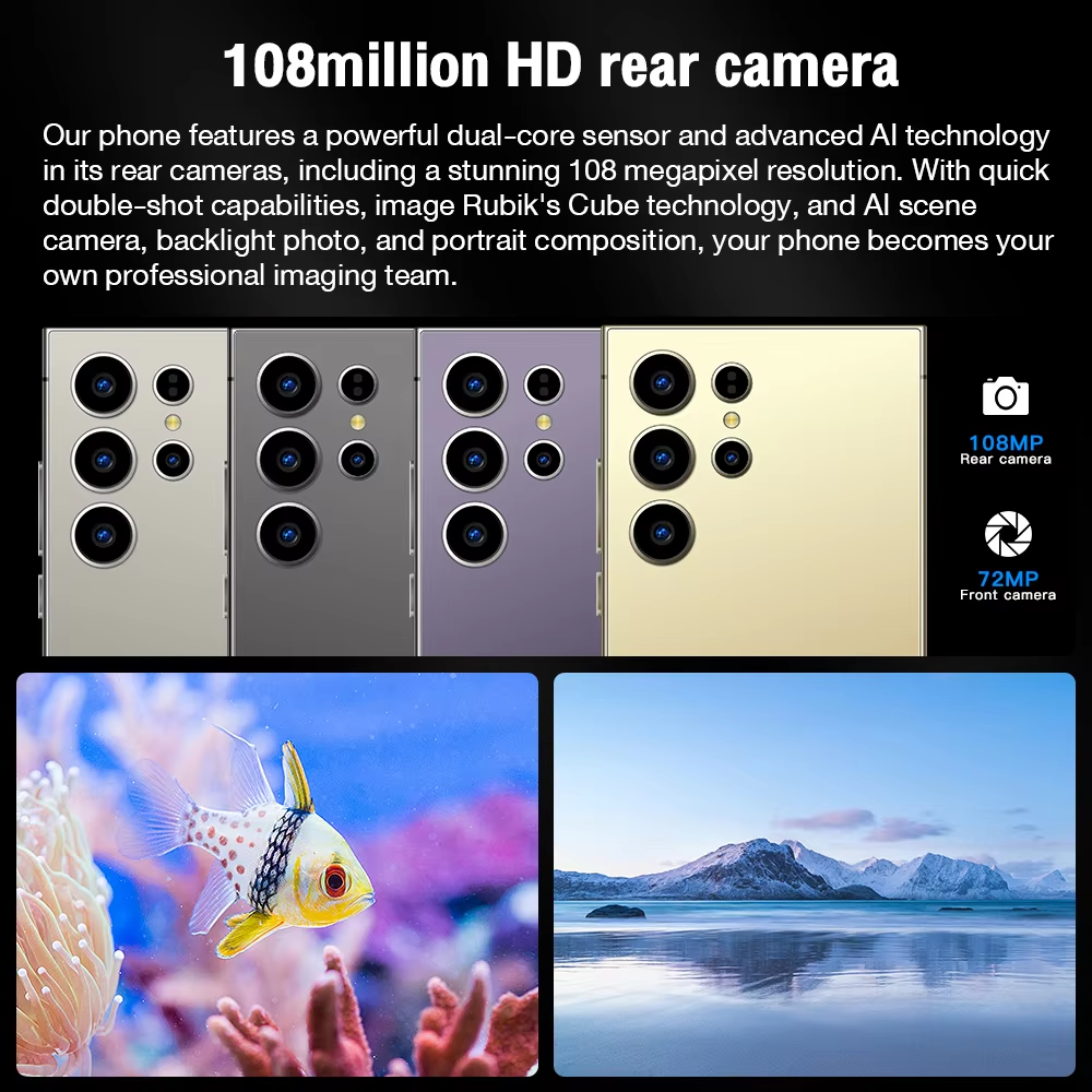 Factory original S24 Ultra 7.3HD+ Full Screen 8GB+512GB Camera 72MP+108MP magnetic wireless charger Mobile Phone