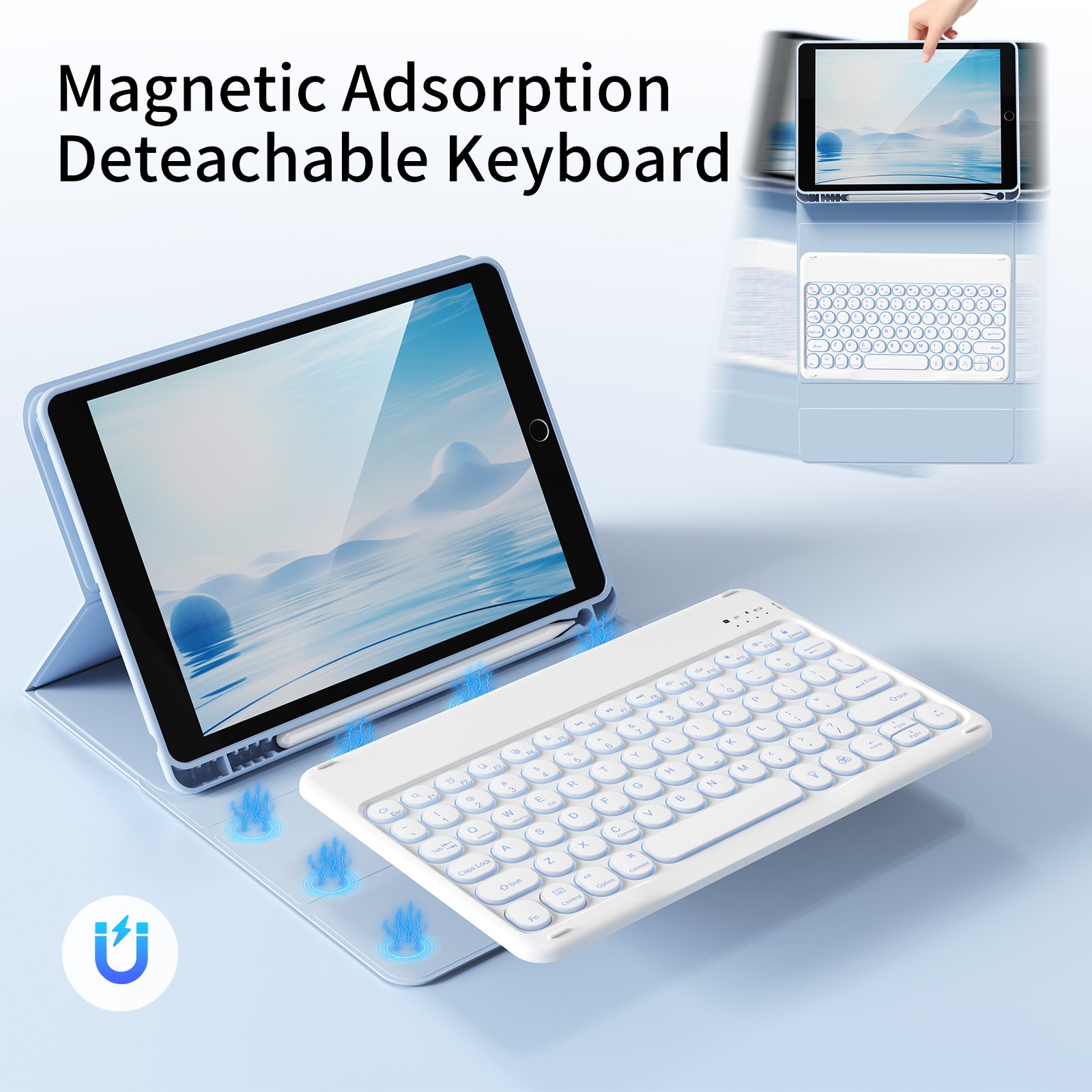 Kenke Magnetic Integrated Protective iPad Keyboard Case With Backlit Keyboard For iPad 10.2 inch with Magic Keyboard Case