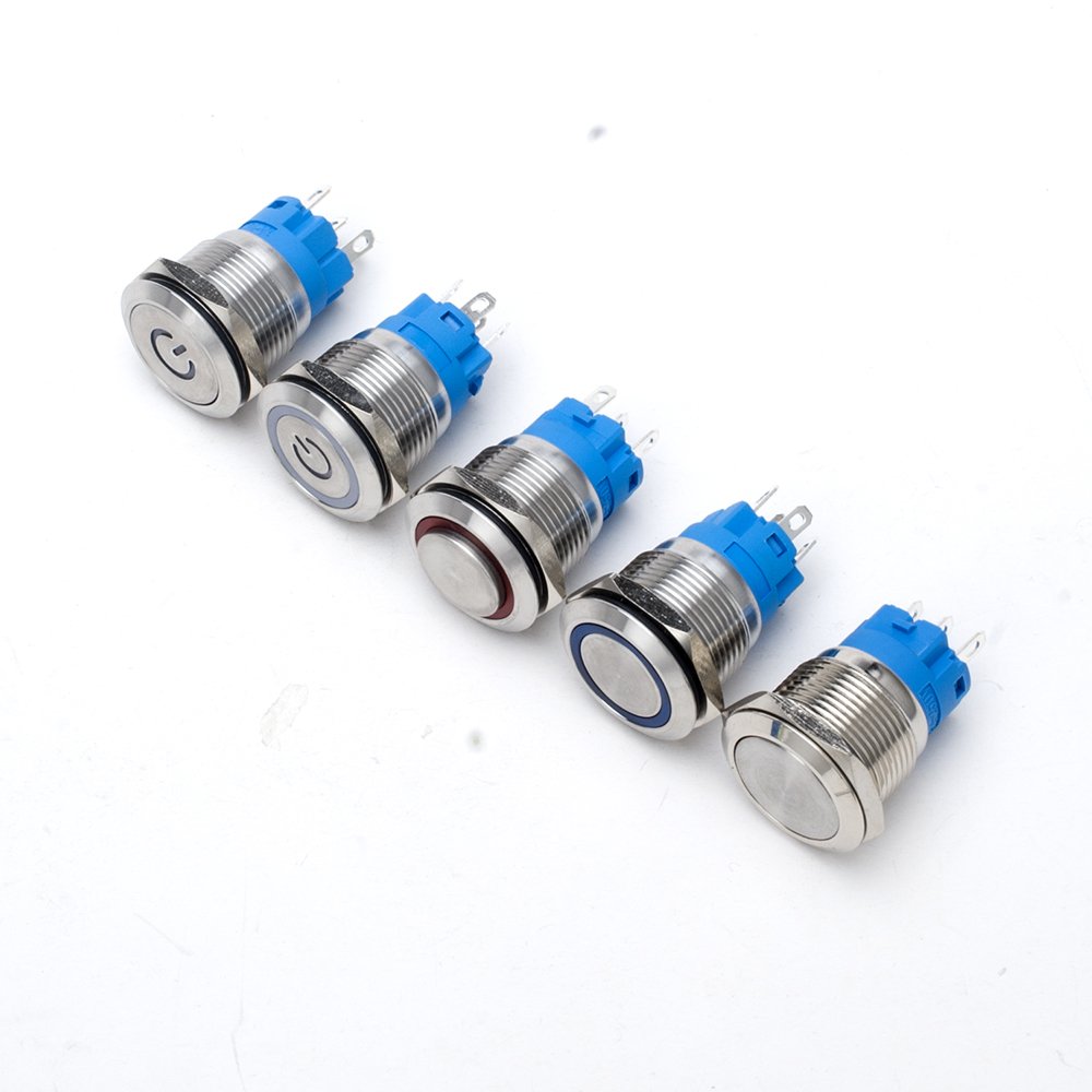 metal push switch button on off push button illuminated led latching/momentary HJS22A2 22mm metal push button