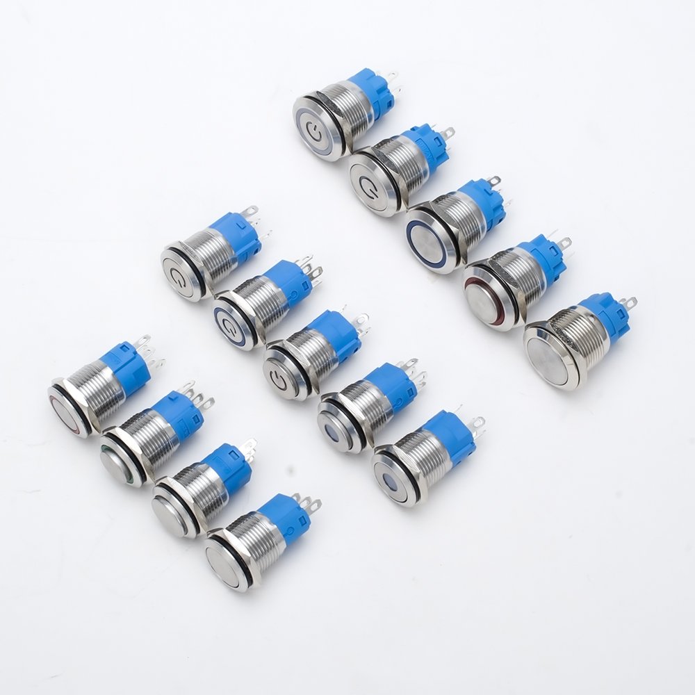 metal push switch button on off push button illuminated led latching/momentary HJS22A2 22mm metal push button