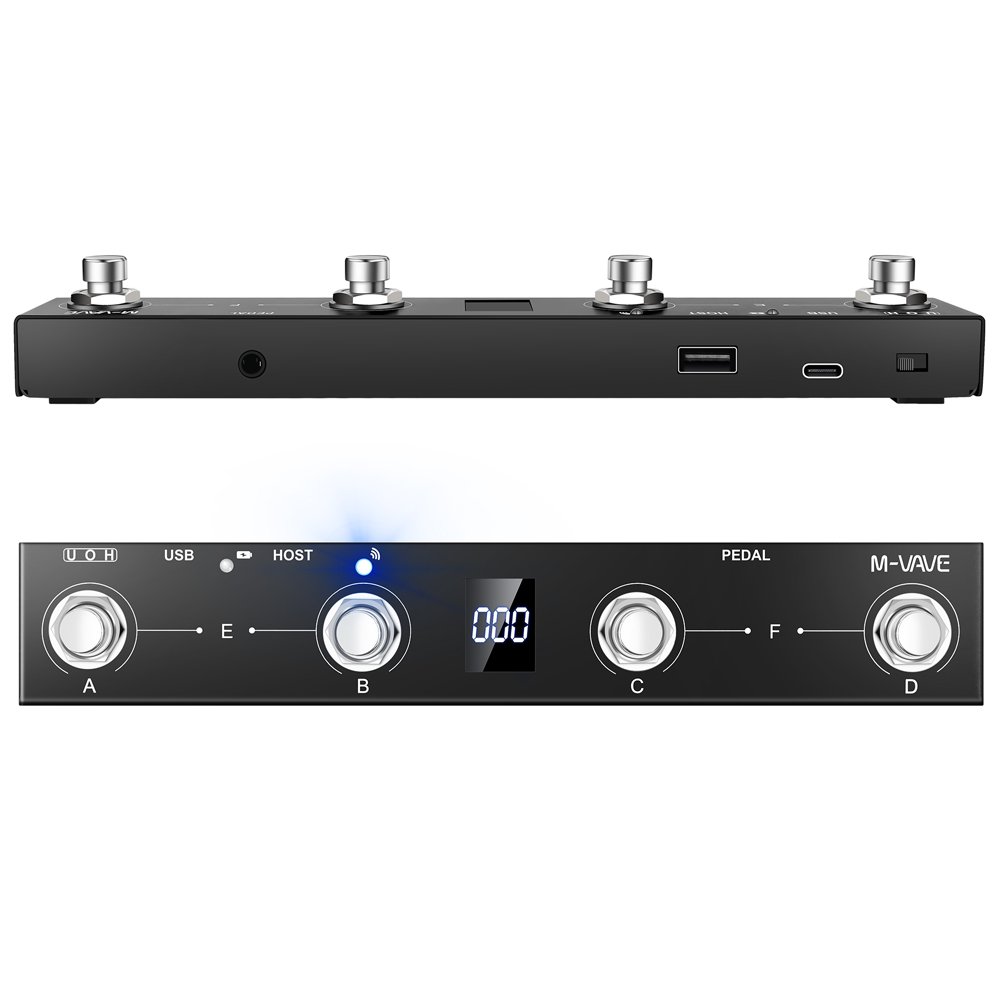 M-VAVE Pedal Controller Rechargeable 4 Buttons Pedal APP Control Chocolate Plus Pedal Foot Switch Controller