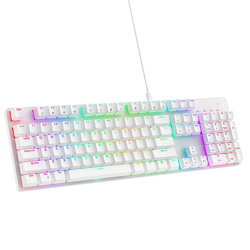 Full Size 104 Keys Backlit USB Wired Gaming Keyboard Quiet Red Switch Anti-Ghosting Durable Gamer Computer Mechanical Keyboards