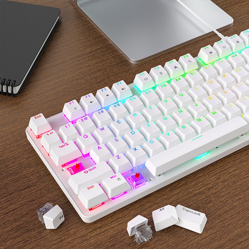 Full Size 104 Keys Backlit USB Wired Gaming Keyboard Quiet Red Switch Anti-Ghosting Durable Gamer Computer Mechanical Keyboards