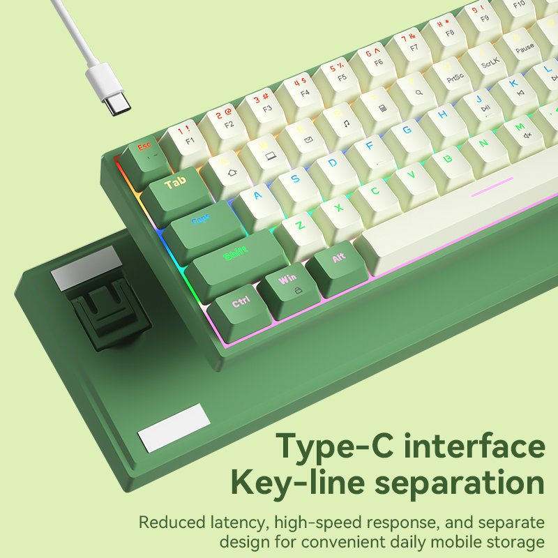 BOW competitive price wired hot swappable gaming mechanical 65% keyboard keycaps custom brown switch For Laptop Desktop