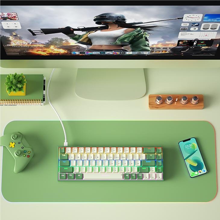 BOW competitive price wired hot swappable gaming mechanical 65% keyboard keycaps custom brown switch For Laptop Desktop