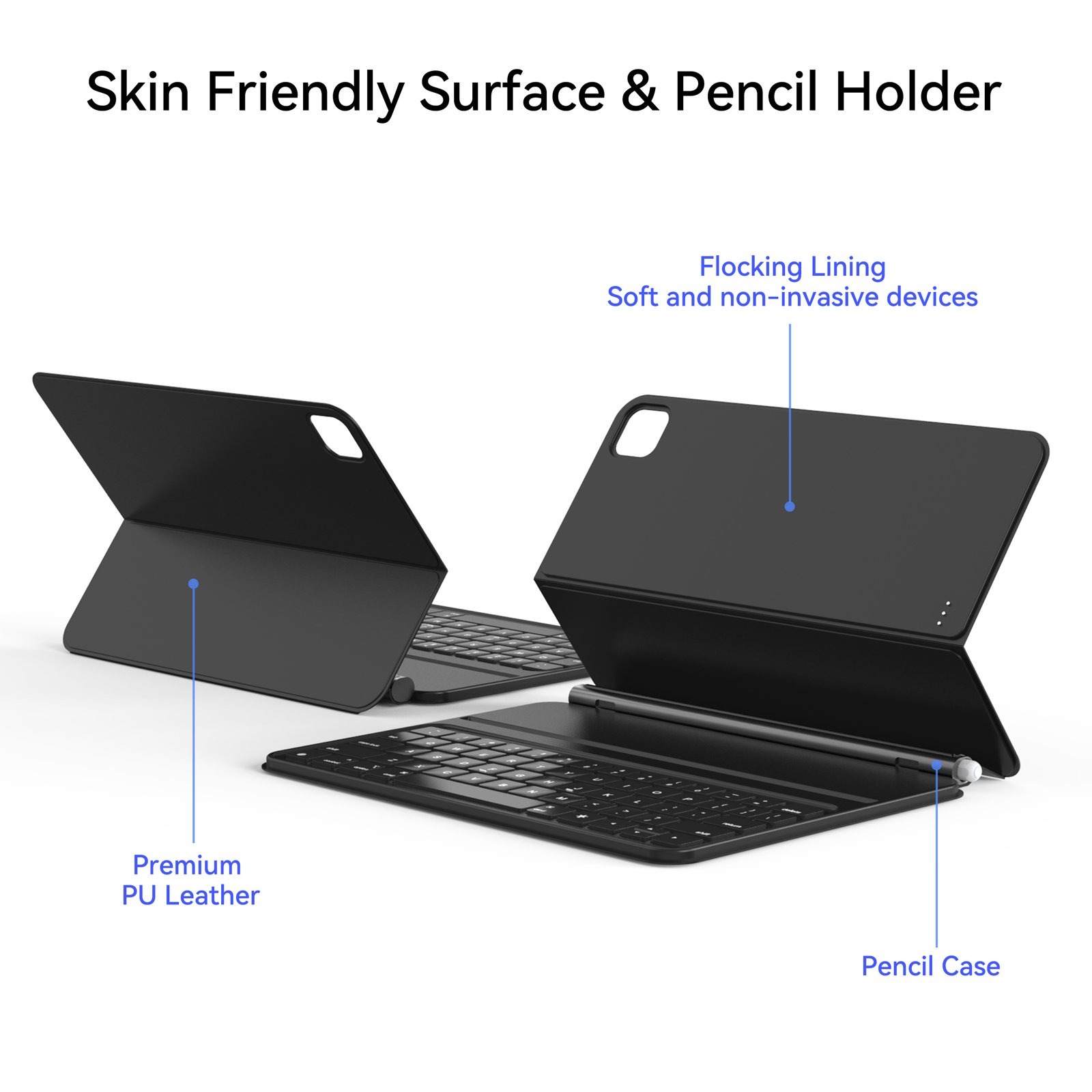 2024 Newest Hot Selling Wireless Smart Connector Magnetic Case With Pencil Trackpad Touchpad Keyboard for i Pad Air Pro 11 inch