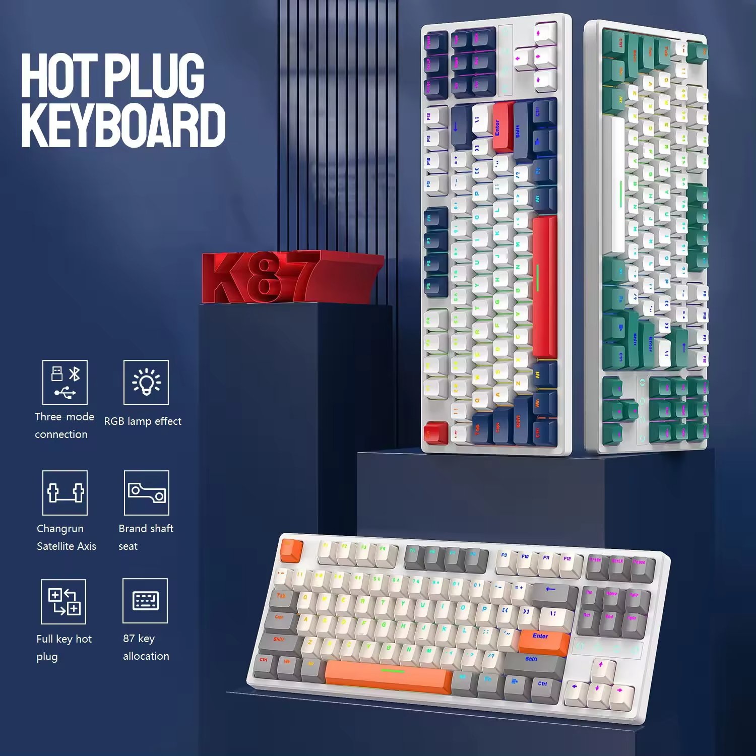 K87 computer switch switches usb type-c wired custom backlit mechanical backlight mini rgb wire ergonomic mechan gaming keyboard