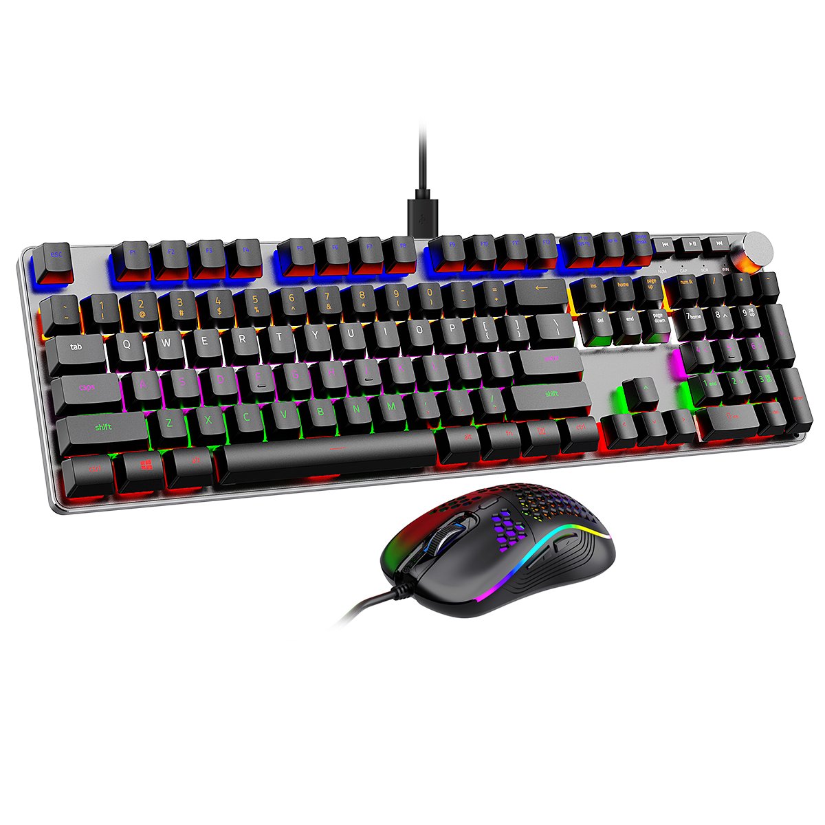 CX22 Aluminum Mechanical Gaming Keyboard and Mouse 7200DPI Gaming Mouse RGB Backlit Red Blue Switch Gaming Keyboard Mouse Combo