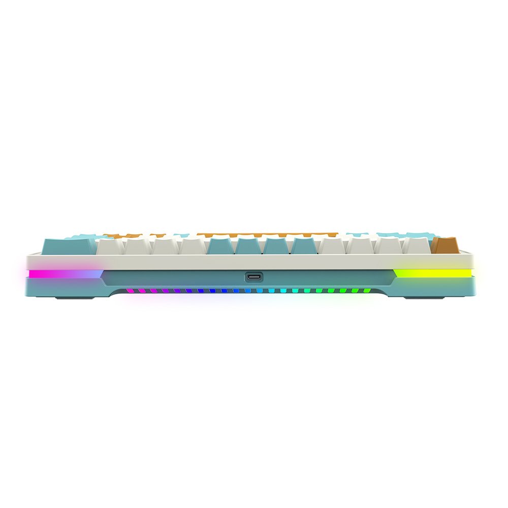 Keywin Customized 63-key Tri-modes RGB Mechanical Keyboard 2.4g+BT+Typc-C Anti-Ghosting Hot Swap Switches Mechanical Keyboard