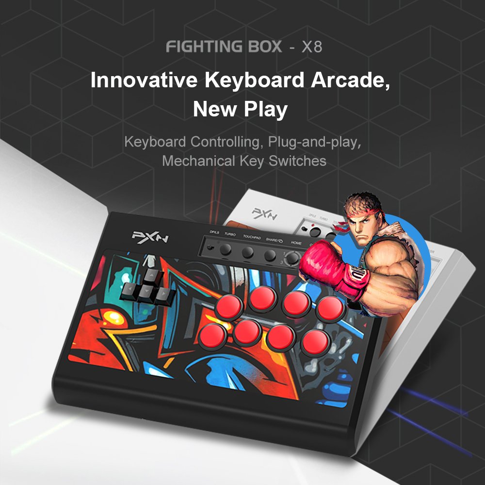 PXN X8 video game arcade stick, fighting game arcade keyboard controller for ps4, xbox, switch, pc