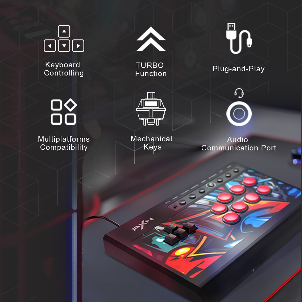 PXN X8 video game arcade stick, fighting game arcade keyboard controller for ps4, xbox, switch, pc