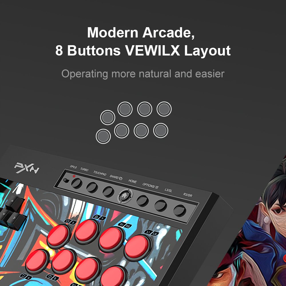 PXN X8 video game arcade stick, fighting game arcade keyboard controller for ps4, xbox, switch, pc