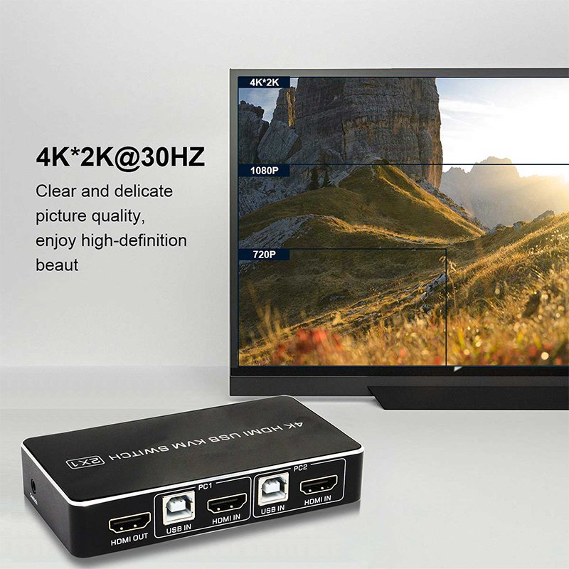 OEM 2X1 HDMI1.4 KVM SWITCH 4K 60HZ switcher 2 in 1 out USB Switch For computer monitor Keyboard Mouse