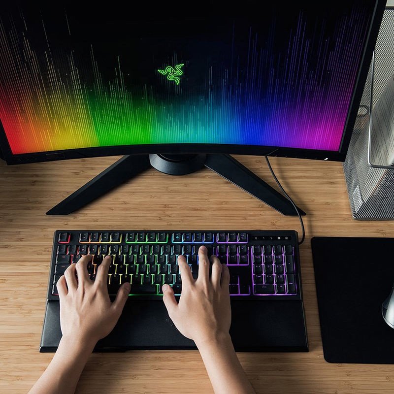 Razer Ornata V3 Gaming Mechanical Keyboard Low Profile Keys Mecha Membrane Switches Backlit Media Keys for Gaming PC
