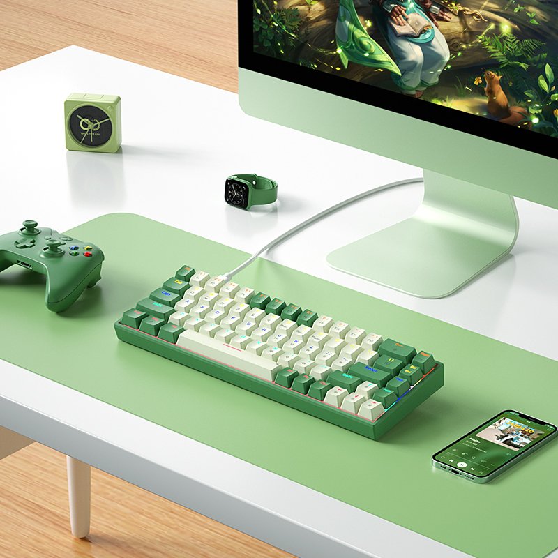 BOW 68-Key Wired Mechanical Keyboard ABS Anti-ghosting Hot Swappable Gaming Keyboard for Desktop & Laptop