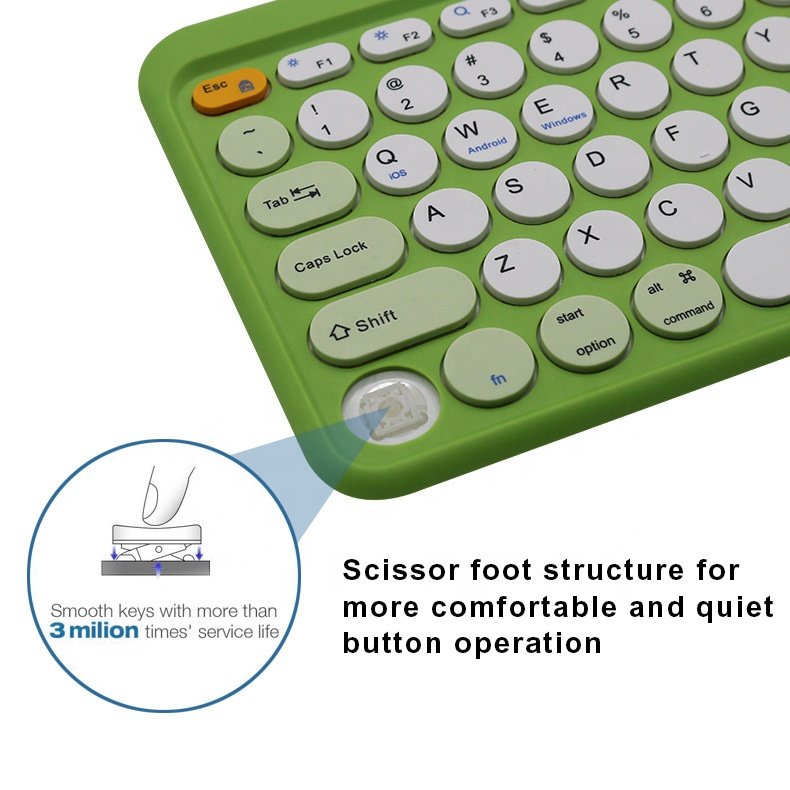 Office 2.4G Plug And Play Scissor Switch Silent Multi Device Bluetooths Ergonomic Rechargeable colored Wireless Keyboard