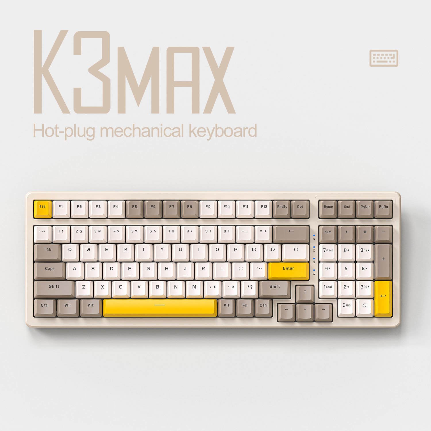 K3MAX Mini Wired 98Keys Gaming Keyboard ABS Material Hot Plug Type C Color Lighting PC/Computer English Language Desktop