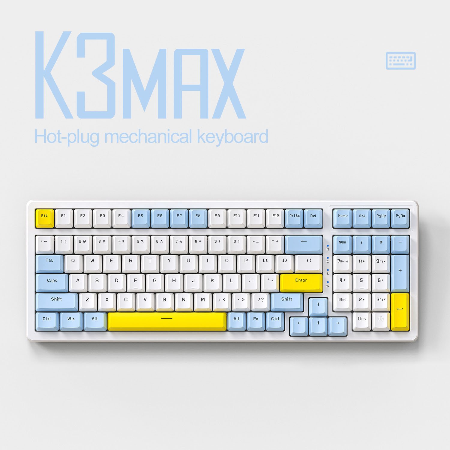K3MAX Mini Wired 98Keys Gaming Keyboard ABS Material Hot Plug Type C Color Lighting PC/Computer English Language Desktop