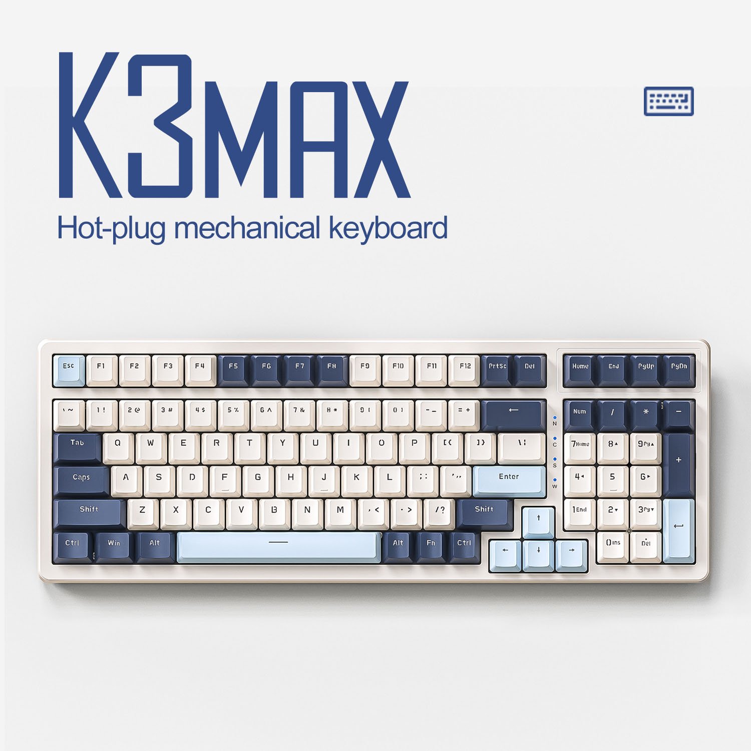K3MAX Mini Wired 98Keys Gaming Keyboard ABS Material Hot Plug Type C Color Lighting PC/Computer English Language Desktop