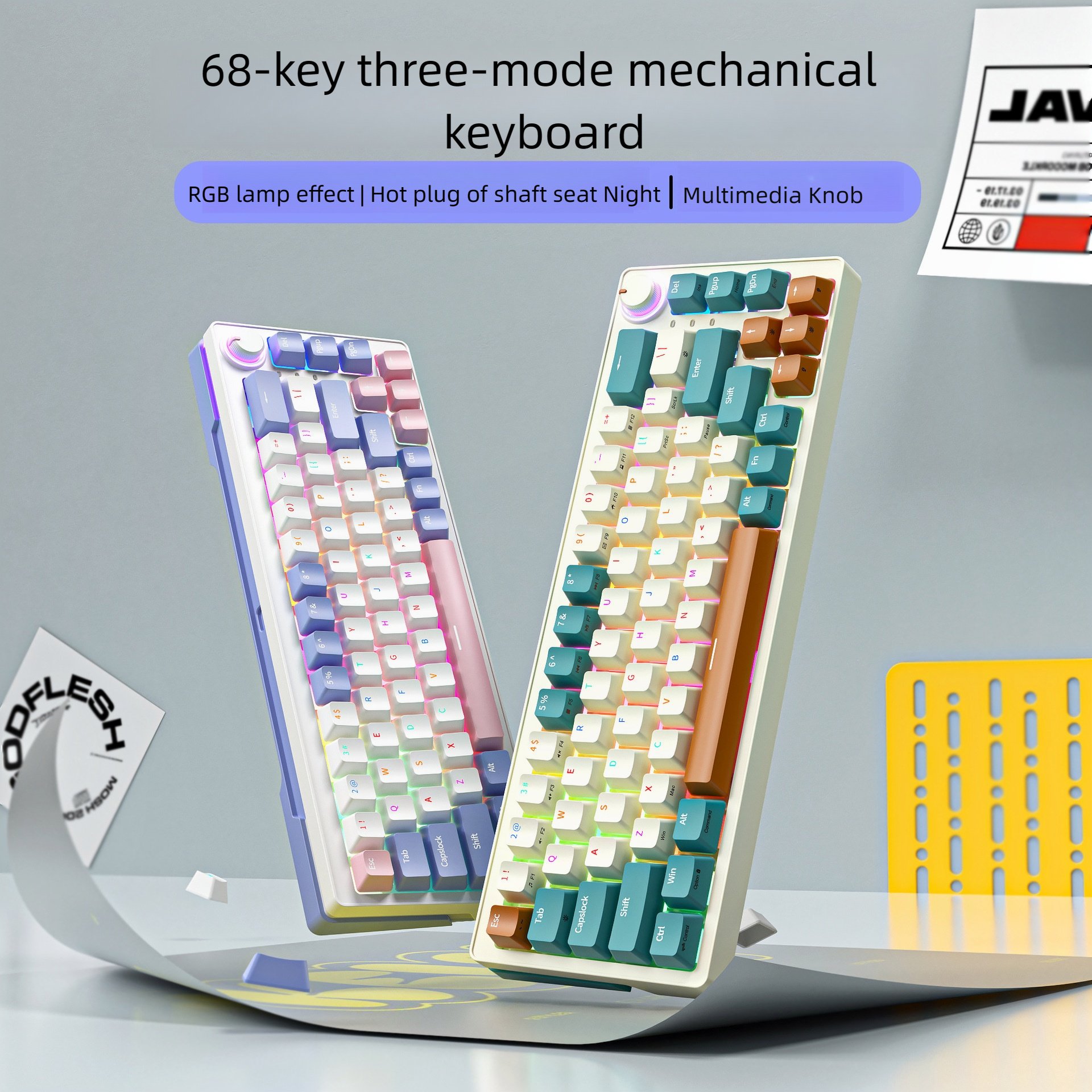 X715-1 Keyboard 68 Keys Hot Swappable Anti-ghosting 2.4G Wireless BT Mini Rgb Switch Gaming Mechanical Keyboard For Computer