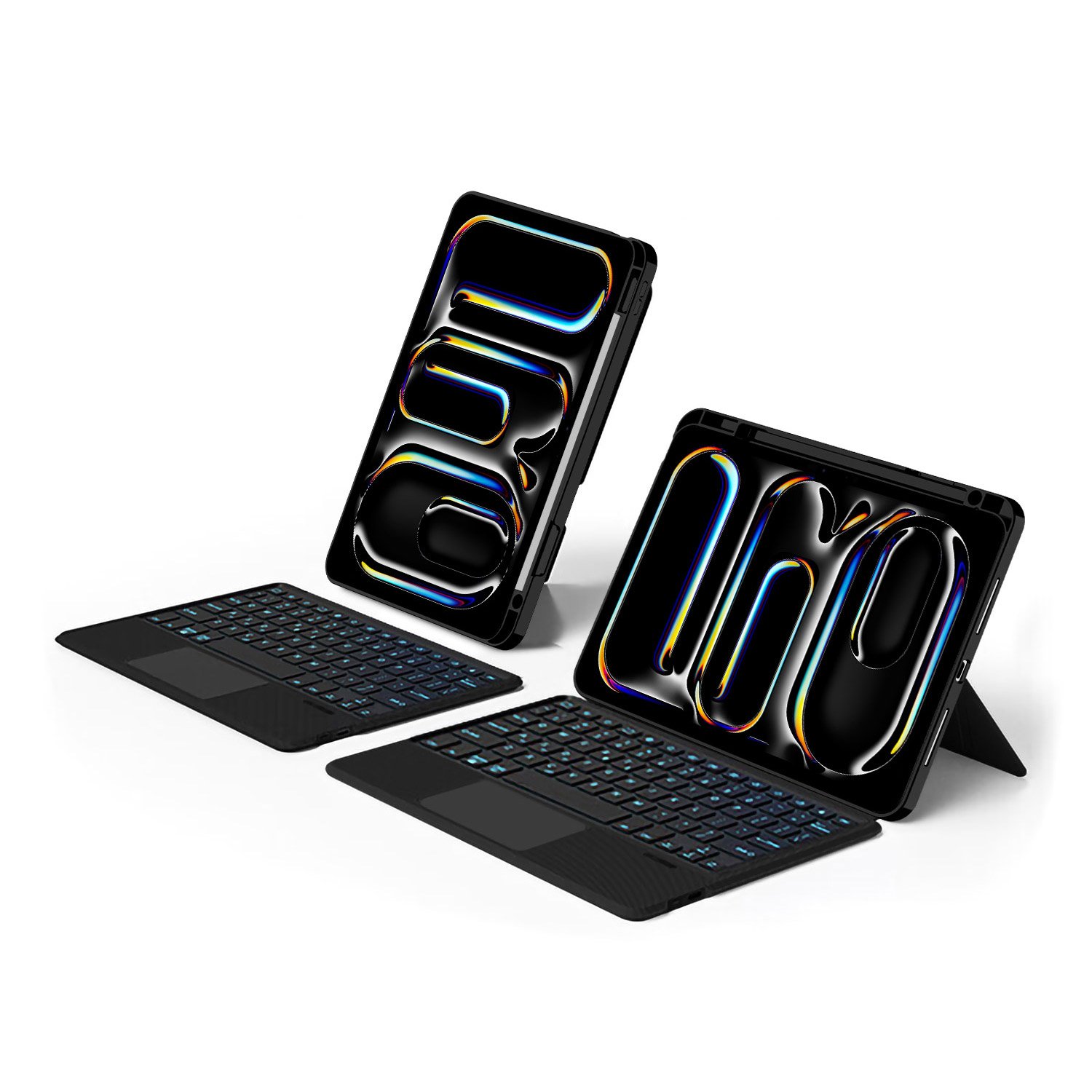 for ipad Air 11inch 2024 bulit-in trackpad detachable 7RGB BT keyboard folio