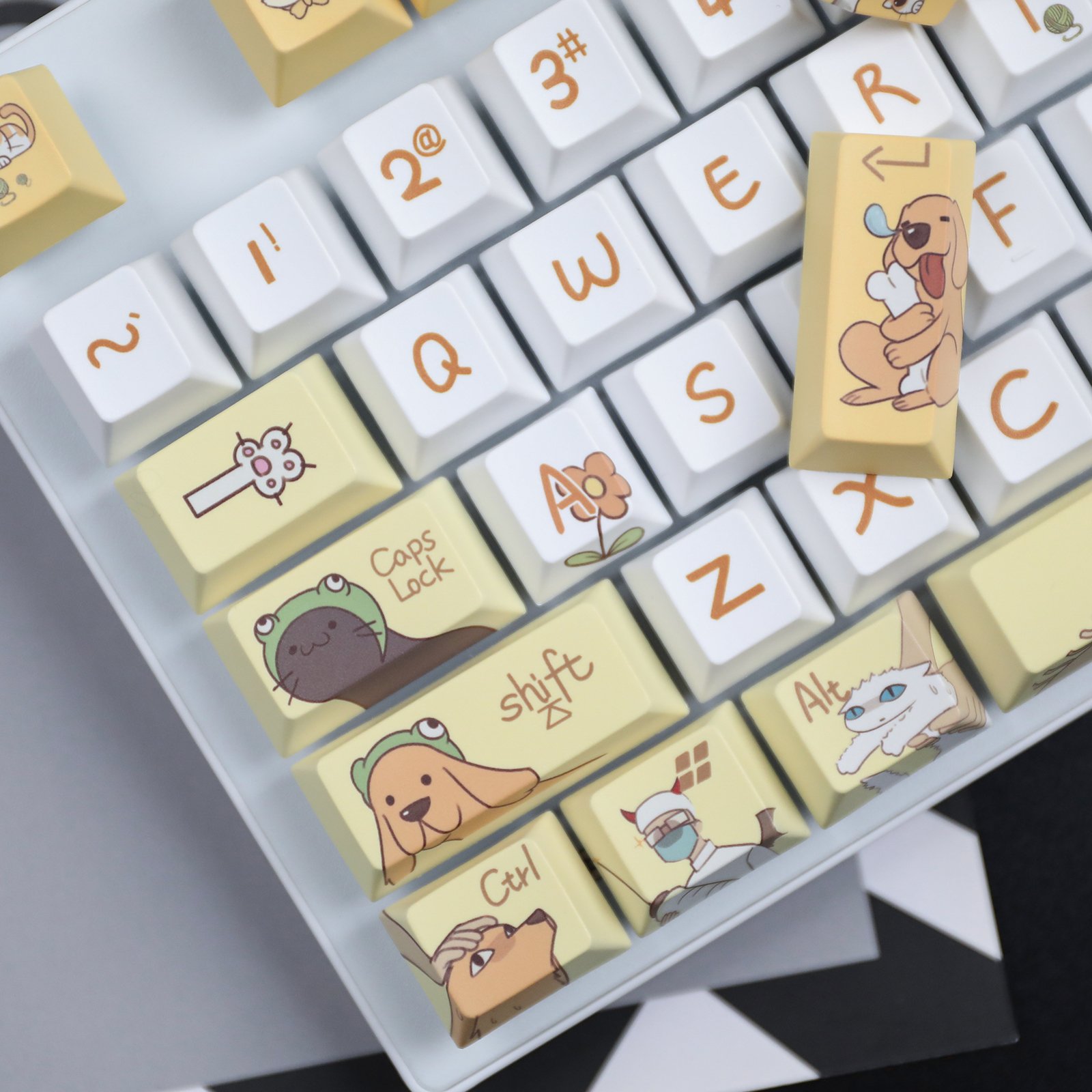 HZGAMER 104 Keys Keycaps Thermal Sublimation 5-surfaces Customized CHERRY OEM Profile PBT Keycaps for mechanical keyboard Switch