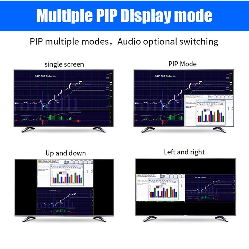 4K PIP HDM KVM Switch OSD Visual Control 2 Ports HD USB Switch 2x1 KVM Switch