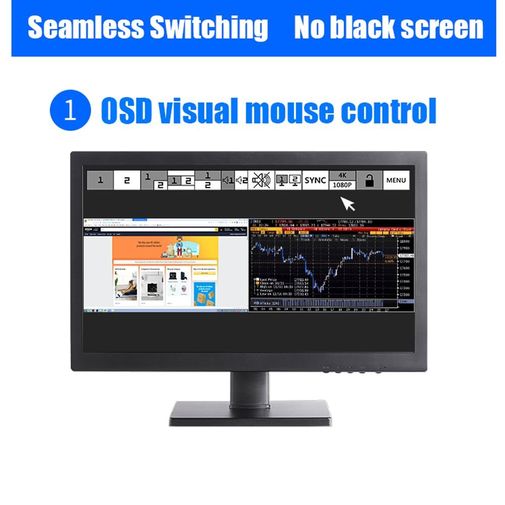 4K PIP HDM KVM Switch OSD Visual Control 2 Ports HD USB Switch 2x1 KVM Switch