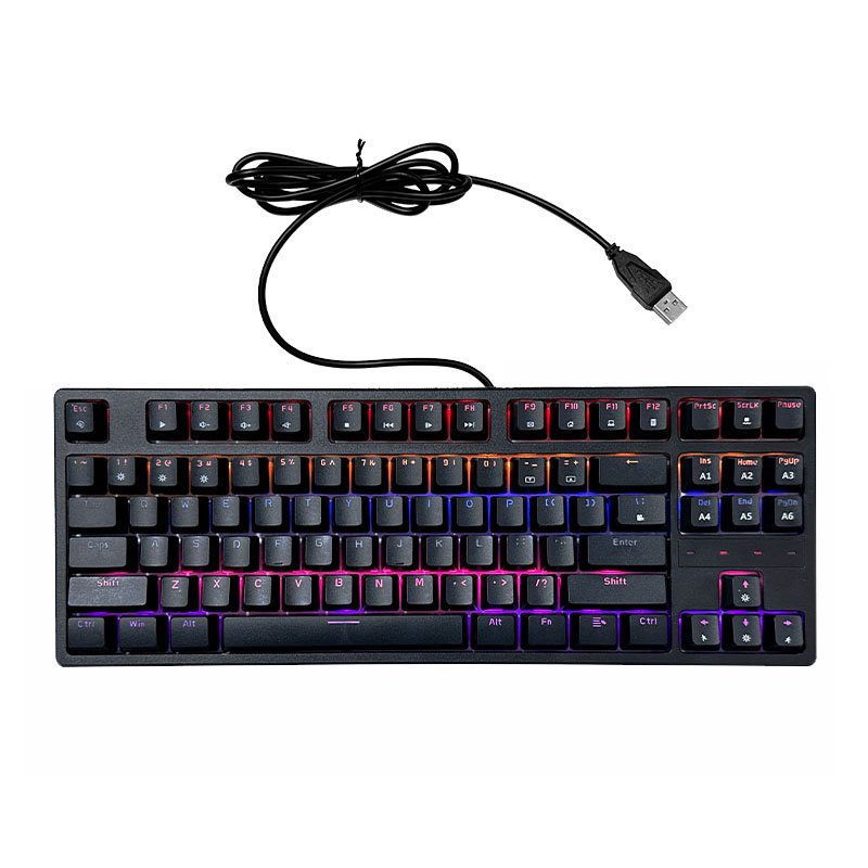 87 Keys Russian Version Wired RGB White Hot Swappable Machinery Keyboard With Custom Switch