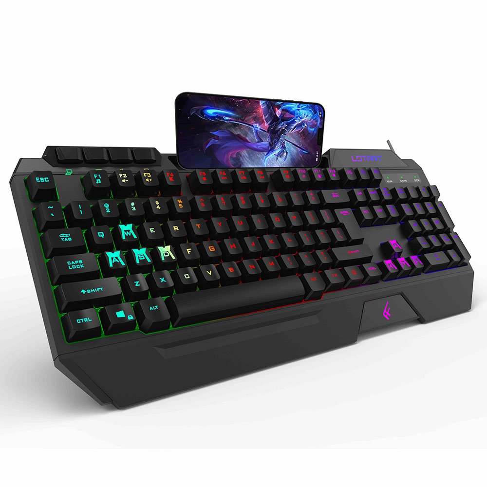 2024 New Wireless Keyboard Gaming Keyboard 104-key USB Interface Backlit Black Desktop ABS RGB Wired Rainbow Light USB Type a