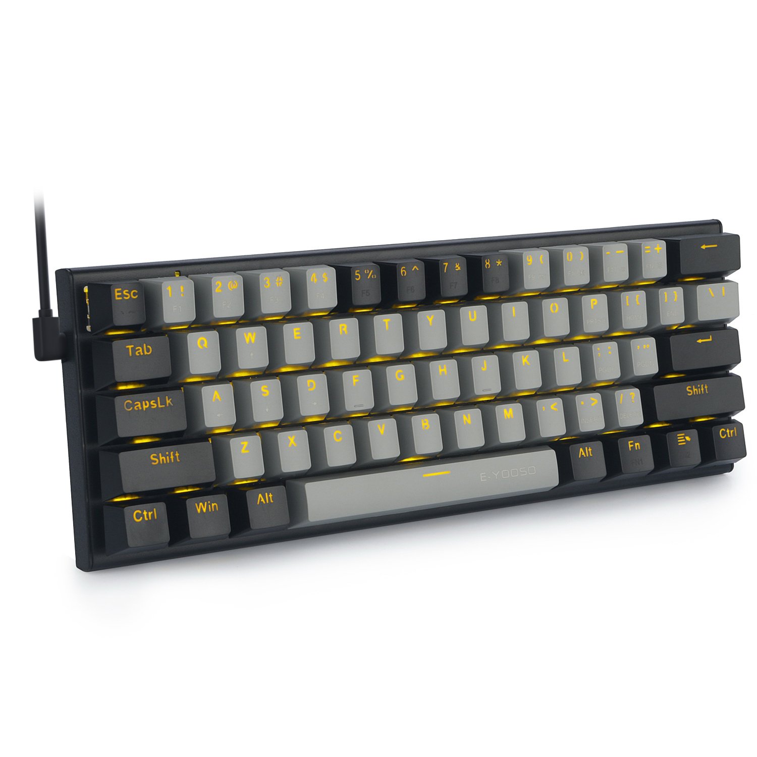 E-YOOSO Z-11 61 Key 60% Mechanical Keyboard Gaming Keyboard Red Switches Solid Color Backlit Small Compact Keyboard for PC
