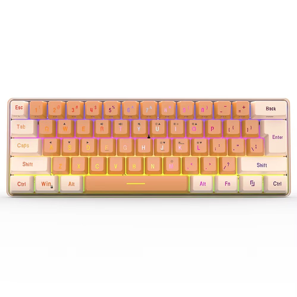 Extra Creamy 61-Keys Wired Mechanical Keyboard Type C Interface Red Switch Axis Body Color Laptop Desktop Gaming English