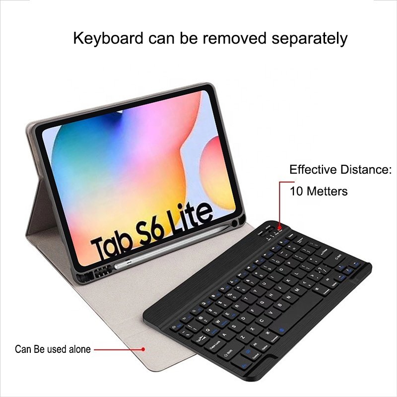 New fashion stand design leather tablet case with keyboard tablet case cover for Samsung Galaxy Tab S6 Lite 10.4 Inch P610 P615