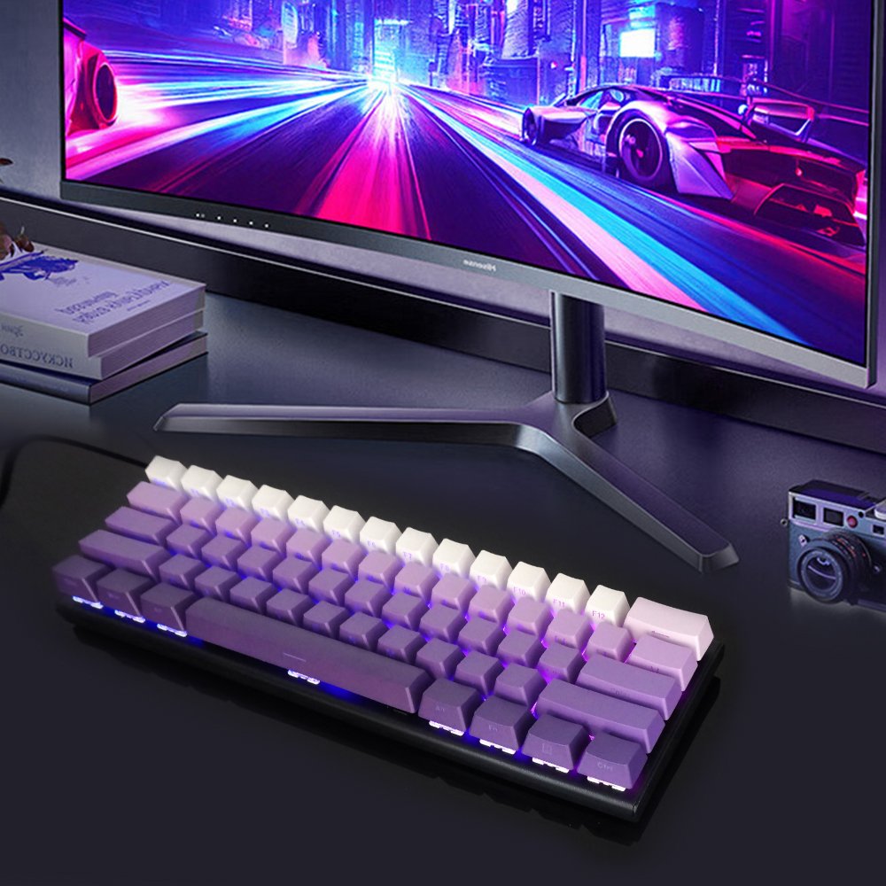 61 Keys Mechanical Gaming Keyboard Gradient side-engraved character keycaps PBT material Hot swappable 61 Keys Gaming Keyboard