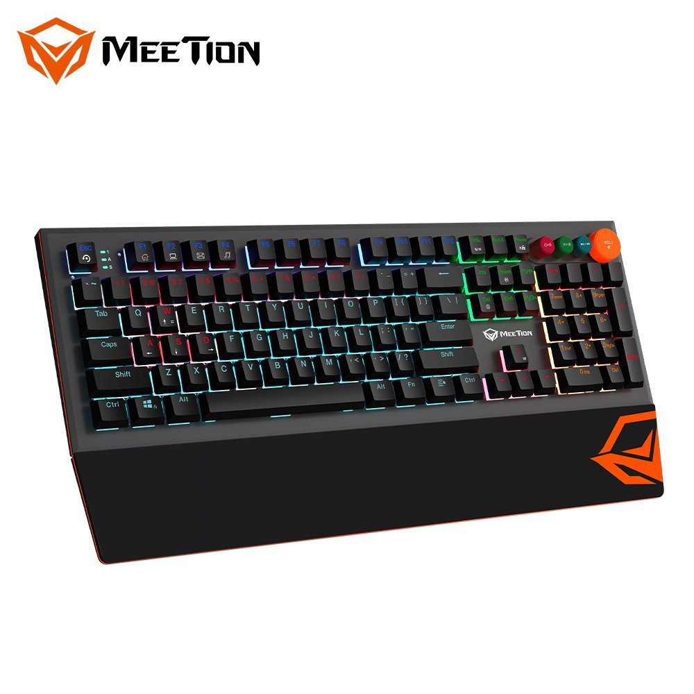 MEETION MT-MK500 With Four Special Function Knobs Detachable Palm Rest Metal Panel Outemu Switches Mechanical Keyboard