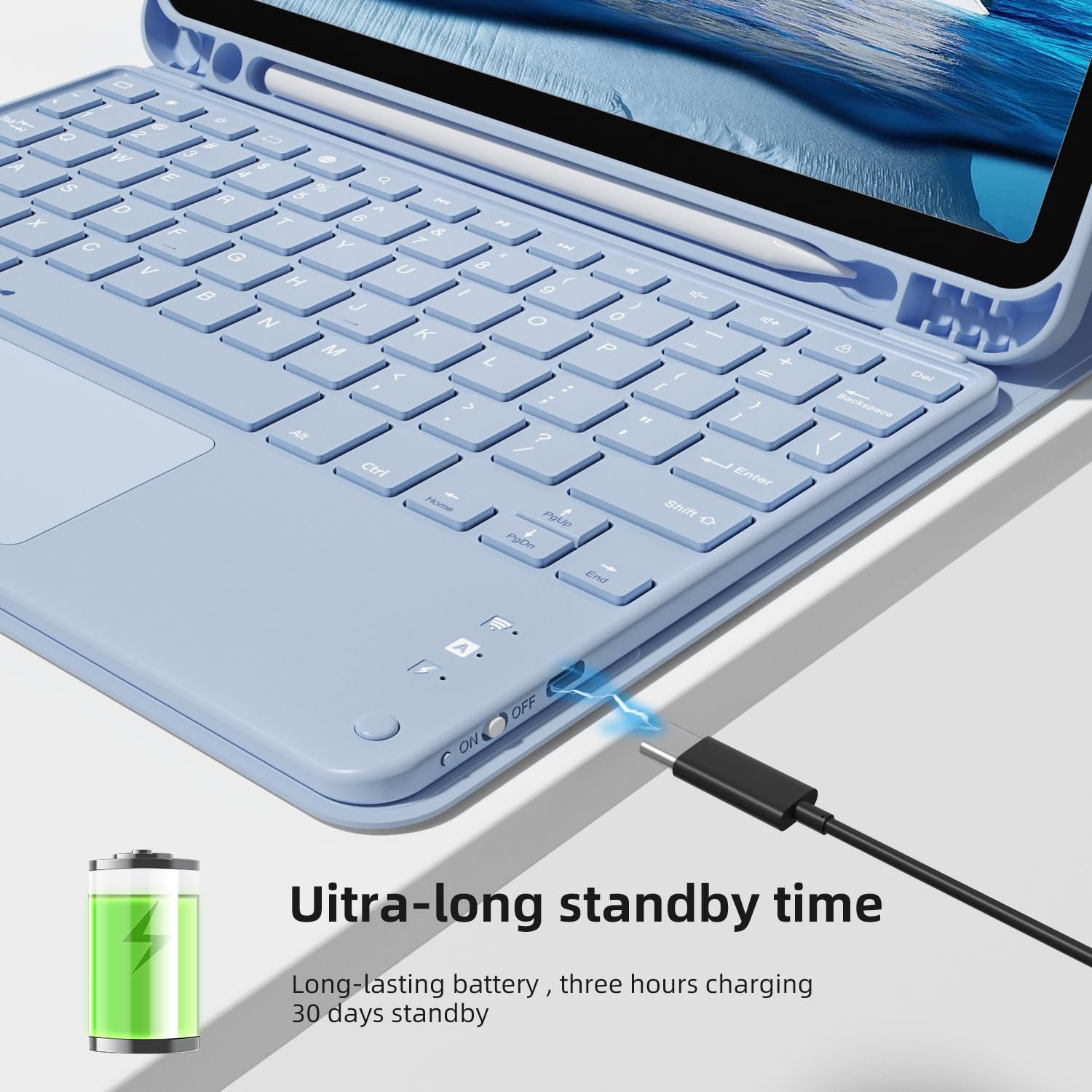 Touchpad Detachable Keyboard Cover with Pencil Holder Keyboard Case for iPad Air 11 inch 6th/5th/4th Gen iPad Keyboard case