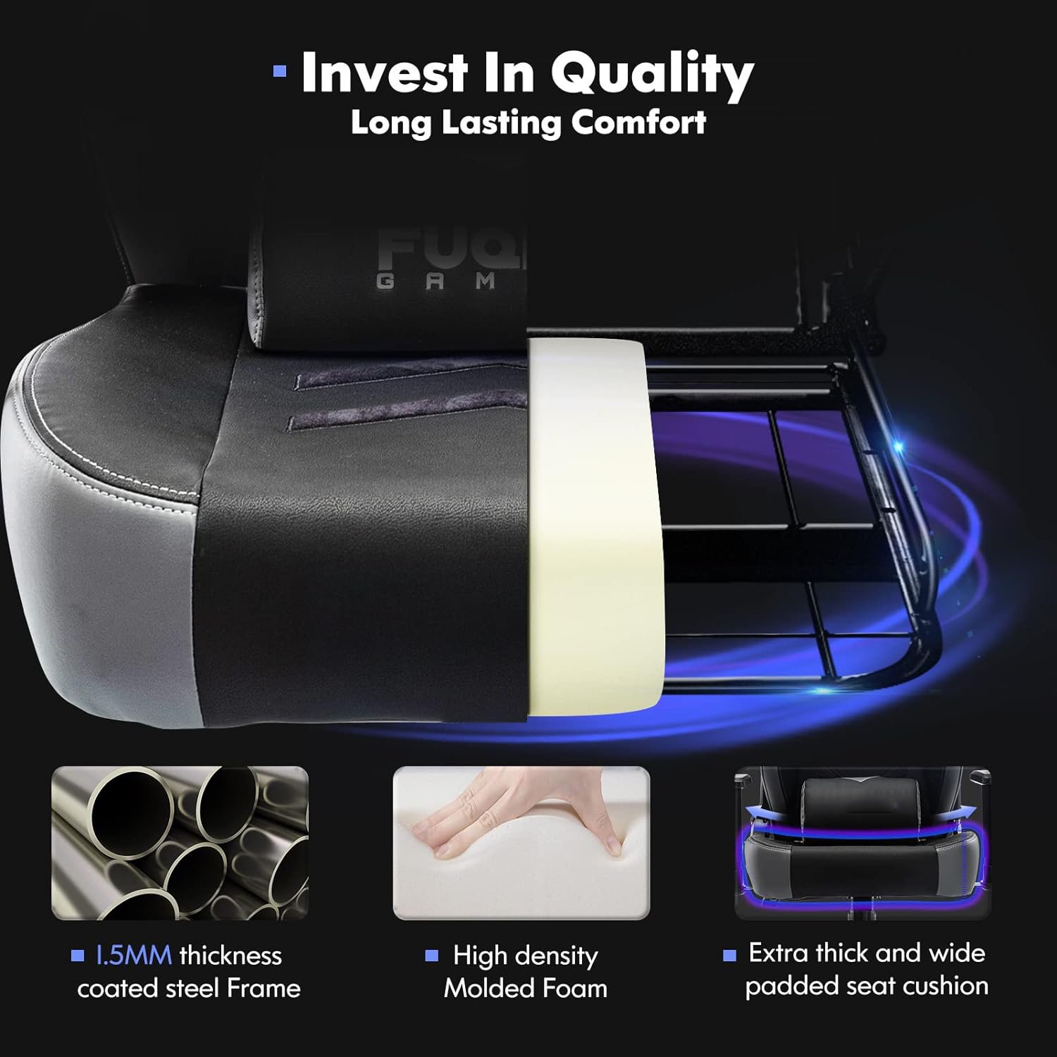 Best Ergonomic High Back Pc Reclining Racing Style Computer Gamer Chair Big and Tall Gaming Chair with Footrest Rgb Keyboard